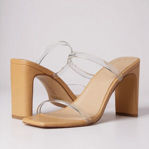 The Drop Clear Avery Square Toe Two Strap High Heeled Sandal Heeled Sandal